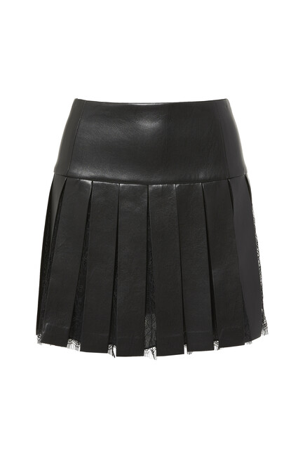 Emilie Pleated Vegan Leather Mini Skirt